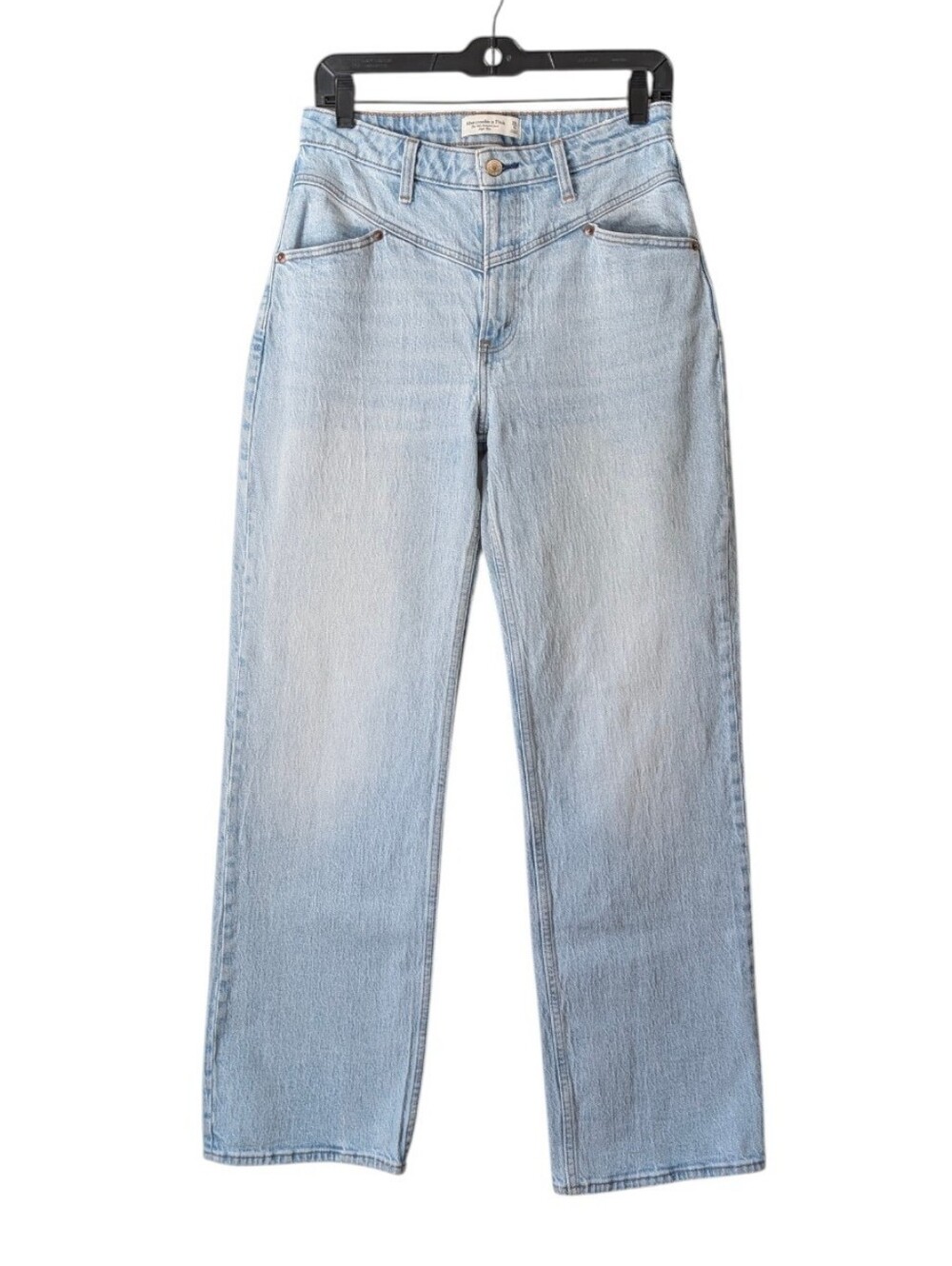 Abercrombie & Fitch Curve Love 90s Relaxed Yoke Front Wide Leg Jeans 6/28 Blue